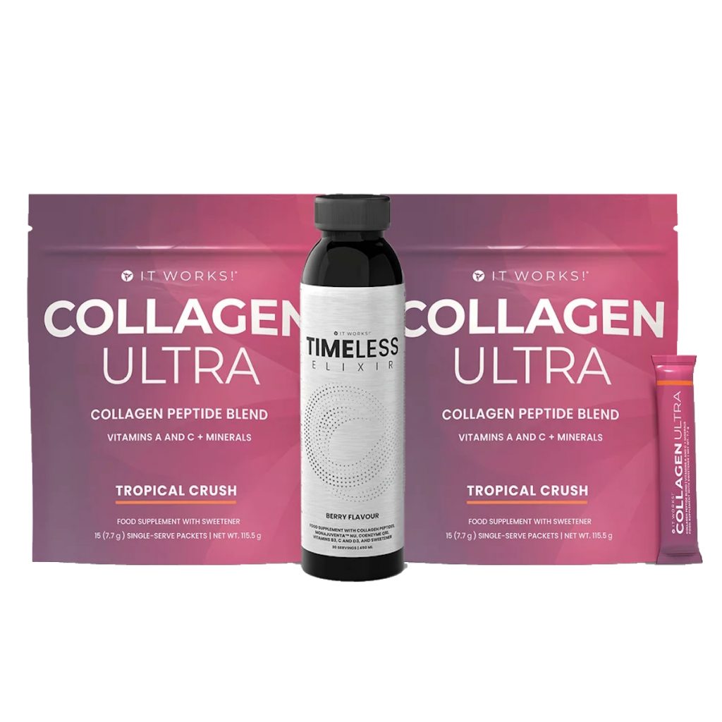 Timeless Beauty Duo : Pack de 2 produits avec un Timeless It Works et 2 Sachets de Collagen Ultra It Works